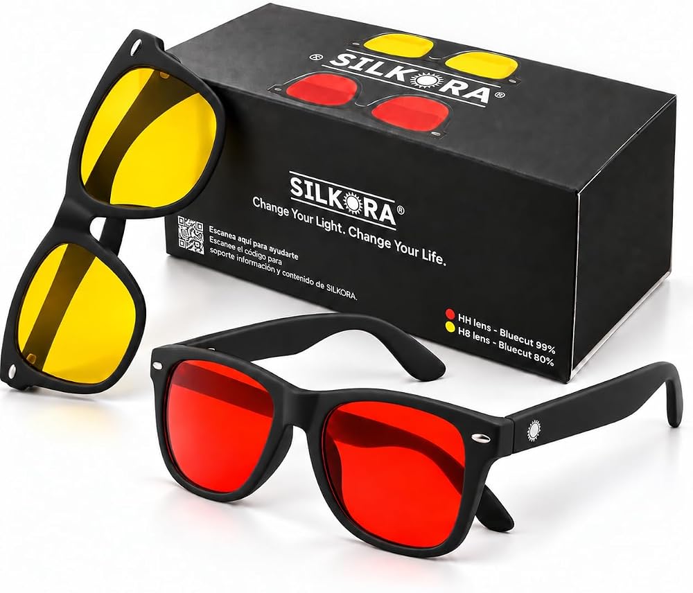 Pack de 2 gafas luz azul, amarillas y rojas